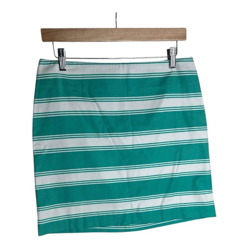 VINEYARD VINES Turquoise Blue Green‎ White Striped Straight Pencil Skirt Size 4